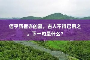 信乎药者亦凶器，古人不得已用之。下一句是什么？