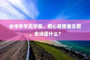 水中书字无字痕，君心暗画谁会君。全诗是什么？