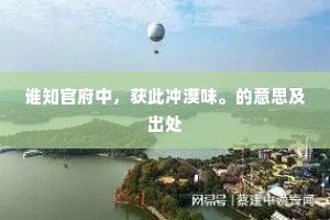 谁知官府中，获此冲漠味。的意思及出处