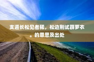 支遁长松见者稀，松边刚试薜萝衣。的意思及出处