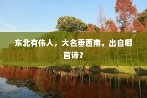 东北有伟人，大名垂西南。出自哪首诗？