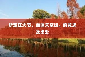 所难在大节，而匪矢空谈。的意思及出处