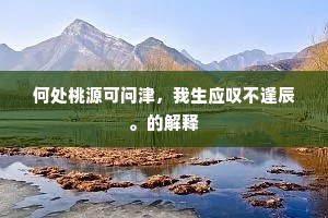 何处桃源可问津，我生应叹不逢辰。的解释