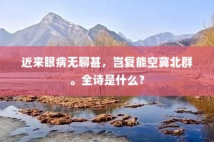 近来眼病无聊甚，岂复能空冀北群。全诗是什么？
