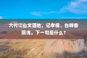 六代江山文酒地，记孝侯、台畔春阴浅。下一句是什么？