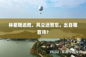 林壑晚逾胜，风尘远暂忘。出自哪首诗？