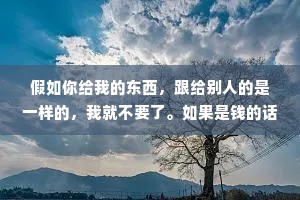 假如你给我的东西，跟给别人的是一样的，我就不要了。如果是钱的话，就当我没说。