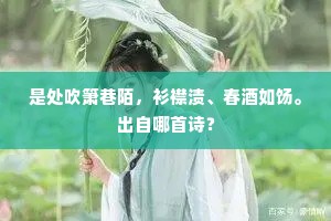 是处吹箫巷陌，衫襟渍、春酒如饧。出自哪首诗？
