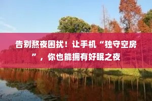 告别熬夜困扰！让手机“独守空房”，你也能拥有好眠之夜
