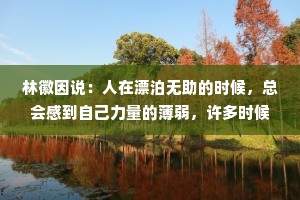 林徽因说：人在漂泊无助的时候，总会感到自己力量的薄弱，许多时候，我们无力填平人生的沟渠，就只能任由流水东逝。可总有人不愿向岁月低头。