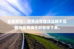 你要明白，世界还在继续运转不会因为你情绪不好就停下来。