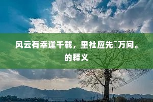 风云有幸逢千载，里社应先庛万间。的释义