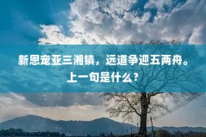 新恩宠亚三湘镇，远道争迎五两舟。上一句是什么？