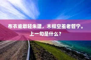 布衣谁敢轻朱建，木榻空羞老管宁。上一句是什么？