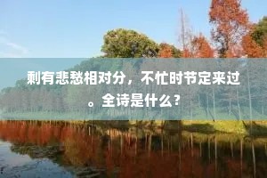 剩有悲愁相对分，不忙时节定来过。全诗是什么？