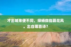 才出城来便不同，绿杨微指藕花风。出自哪首诗？