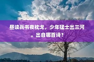 昼读兵书夜枕戈，少年猛士出三河。出自哪首诗？