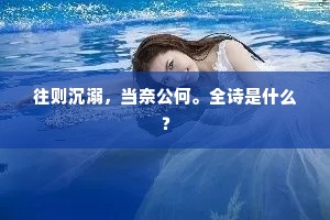 往则沉溺，当奈公何。全诗是什么？