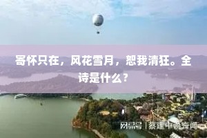 寄怀只在，风花雪月，恕我清狂。全诗是什么？