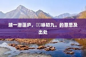 靖一潜蓬庐，愔愔咏初九。的意思及出处