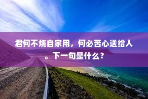 君何不烧自家用，何必苦心送给人。下一句是什么？