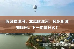西风吹洋河，北风吹洋河，风水相激如鸣珂。下一句是什么？