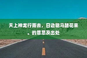 天上神龙行雨去，日边骢马踏花来。的意思及出处