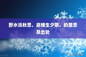 野水淡秋思，庭槐生夕阴。的意思及出处