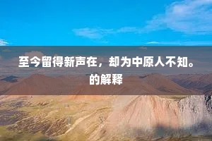 至今留得新声在，却为中原人不知。的解释