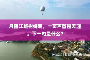 月落江城树绕鸦，一声芦管是天涯。下一句是什么？