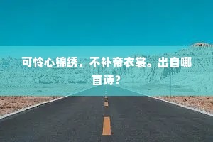 可怜心锦绣，不补帝衣裳。出自哪首诗？