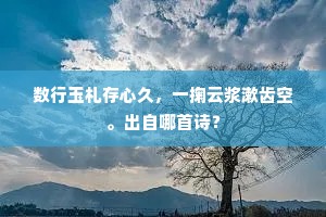 数行玉札存心久，一掬云浆漱齿空。出自哪首诗？