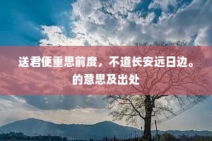 送君便重思前度，不道长安远日边。的意思及出处
