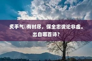 炙手气燄有时尽，保全忠谠论非虚。出自哪首诗？