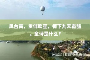 凤台高，贪伴吹笙，惊下九天霜鹄。全诗是什么？