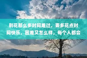 别花那么多时间难过，要多花点时间快乐，困难又怎么样，每个人都会遇到困难，不要让任何事情威胁你，你要很有底气地活着，你活的是你自己的人生。