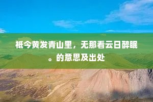 祗今黄发青山里，无那看云日醉眠。的意思及出处