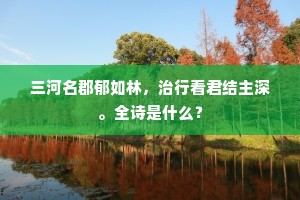 三河名郡郁如林，治行看君结主深。全诗是什么？