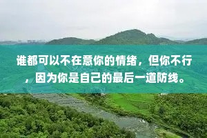谁都可以不在意你的情绪，但你不行，因为你是自己的最后一道防线。