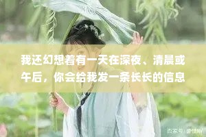 我还幻想着有一天在深夜、清晨或午后，你会给我发一条长长的信息，短一点儿的也没关系，告诉我这些日子里你从没忘记过我。