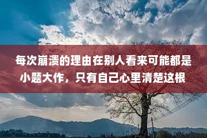 每次崩溃的理由在别人看来可能都是小题大作，只有自己心里清楚这根稻草上到底压了几千斤重的难过。