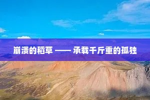 崩溃的稻草 —— 承载千斤重的孤独