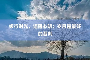 缓行时光，语落心明：岁月是最好的裁判
