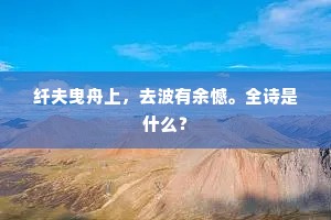 纤夫曳舟上，去波有余憾。全诗是什么？
