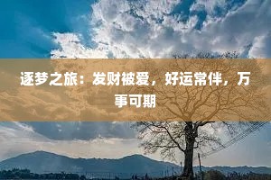 逐梦之旅：发财被爱，好运常伴，万事可期