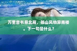 万里音书悬北雁，孤山风物异南楼。下一句是什么？