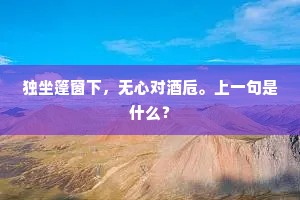 独坐篷窗下，无心对酒卮。上一句是什么？