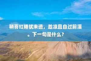 稍喜红曦犹未透，趁凉且自过前溪。下一句是什么？