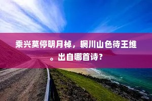 乘兴莫停明月棹，辋川山色待王维。出自哪首诗？