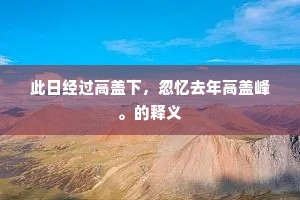 此日经过高盖下，忽忆去年高盖峰。的释义
